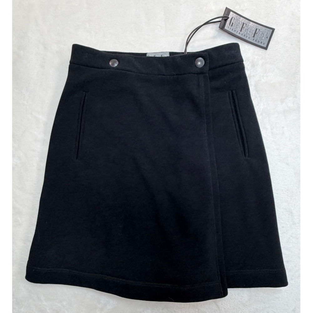 Gianfranco Ferre Black Vintage Wrap Mini Skirt Womens 6 NWT
